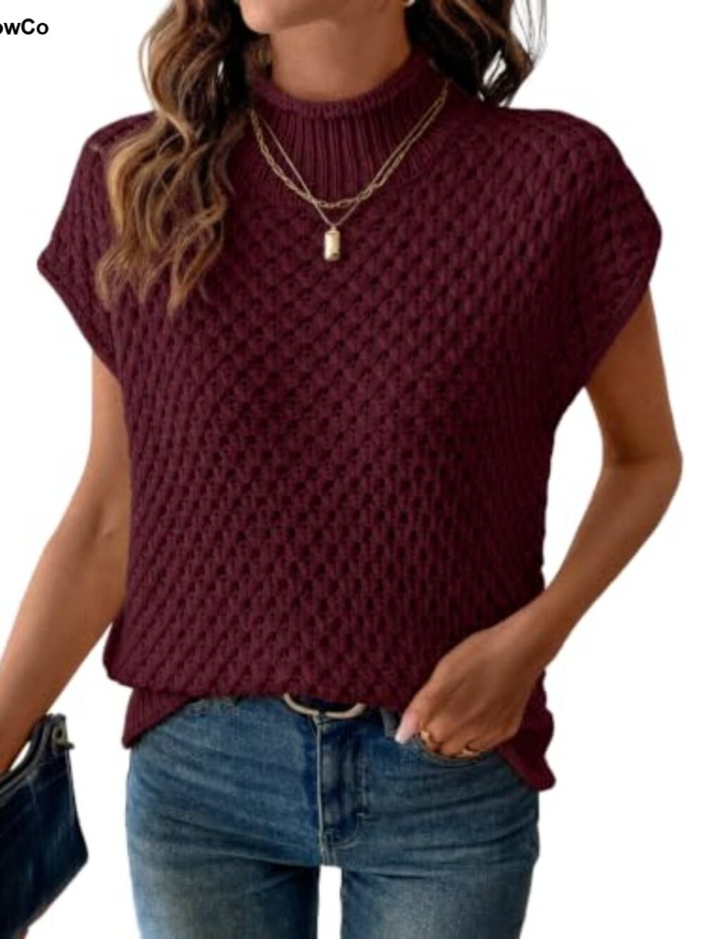 Mock Neck Sleeveless Knit Sweater Vest Pullover